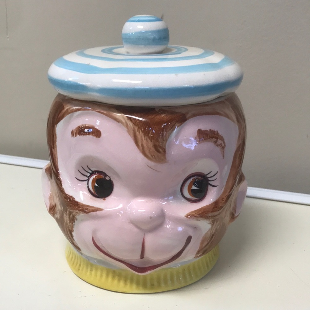 RARE‎ Vintage Monkey with Beret Cookie Jar